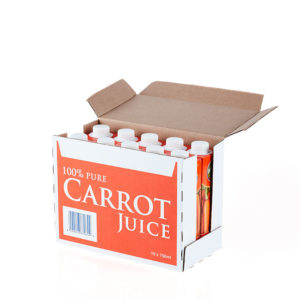Rugani 100% Carrot Juice 750ml side Open Box Pack shot