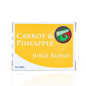 Rugani 100% Carrot and Pineapple Juice 750ml side Box Pack shot