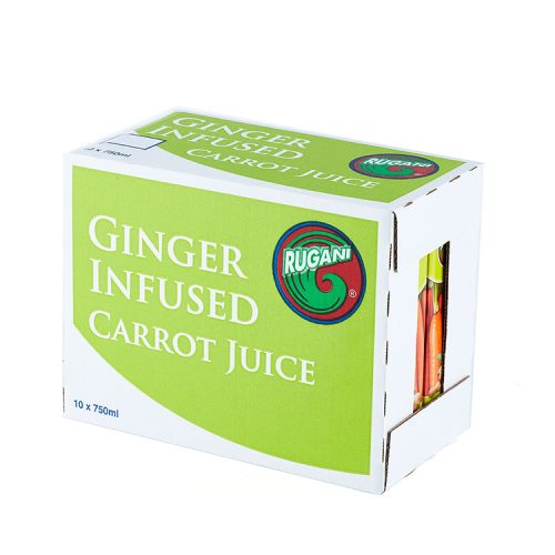 Rugani 100% Ginger Infused Carrot Juice 750ml Box Pack shot