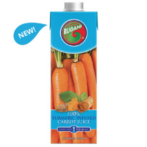 Rugani 100% Turmeric infused carrot juice 750ml pack shot