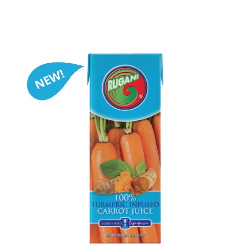 Rugani 100% Turmeric infused carrot juice 330ml pack shot