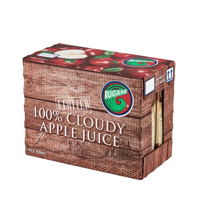 10 x 750ml Rugani 100% Cloudy Apple Juice Box Pack shot