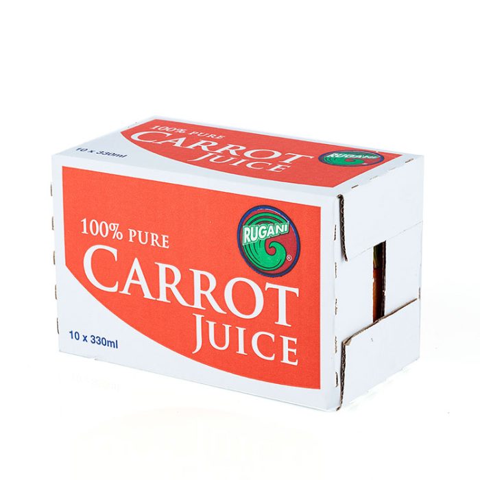 Rugani 100% Carrot Juice 10 x 330ml box front side Pack shot