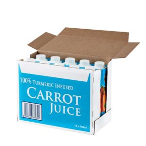 10 x 750ml Rugani 100% Turmeric Infused Carrot Juice Open Box Pack shot