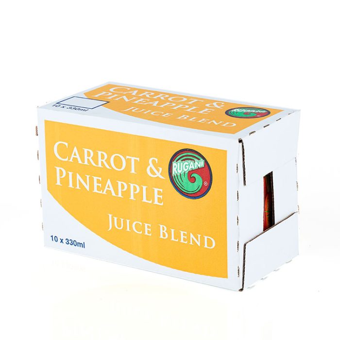 Rugani 100% Carrot and Pineapple Juice 10 x 330ml box Pack shot