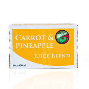 Rugani 100% Carrot and Pineapple Juice 10 x 330ml box Side Pack shot