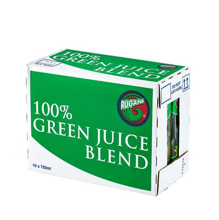 10 x 750ml Rugani 100% Green Juice Box Pack shot