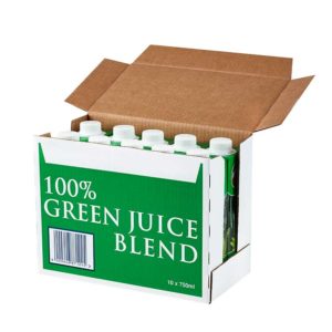 10 x 750ml Rugani 100% Green Juice open Box Pack shot