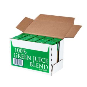 10 x 330ml Rugani 100% Green Juice open Box Pack shot