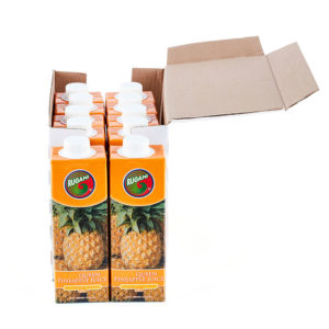 Rugani 100%Queen Pineapple Juice 750ml Open Box Side Pack shot
