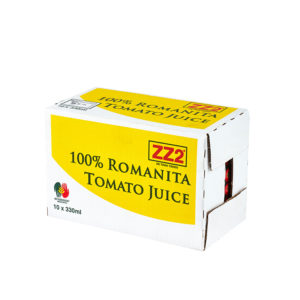 Rugani Juice 100% ZZ2 Romanita Tomato Juice Box (10 x 330ml) Pack Shot