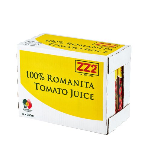 Rugani Juice 100% ZZ2 Romanita Tomato Juice Box (10 x 750ml) Pack Shot